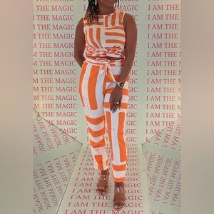 Vibrant Striped Sleeveless Jumpsuit